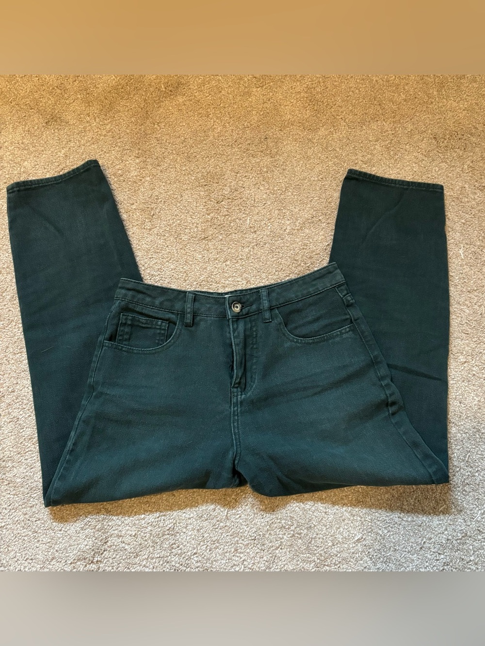 twik High-Rise Straight Jeans in Dark Green